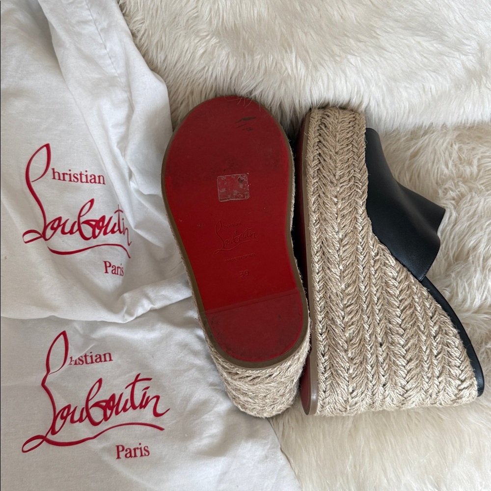 Christian Louboutin Black Wedge Sandals - Picture 4 of 5